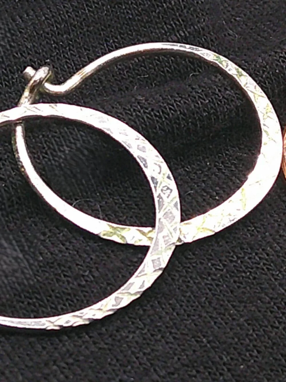 Sterling Silver Etched Flat Hoops - Picture 1 of 3